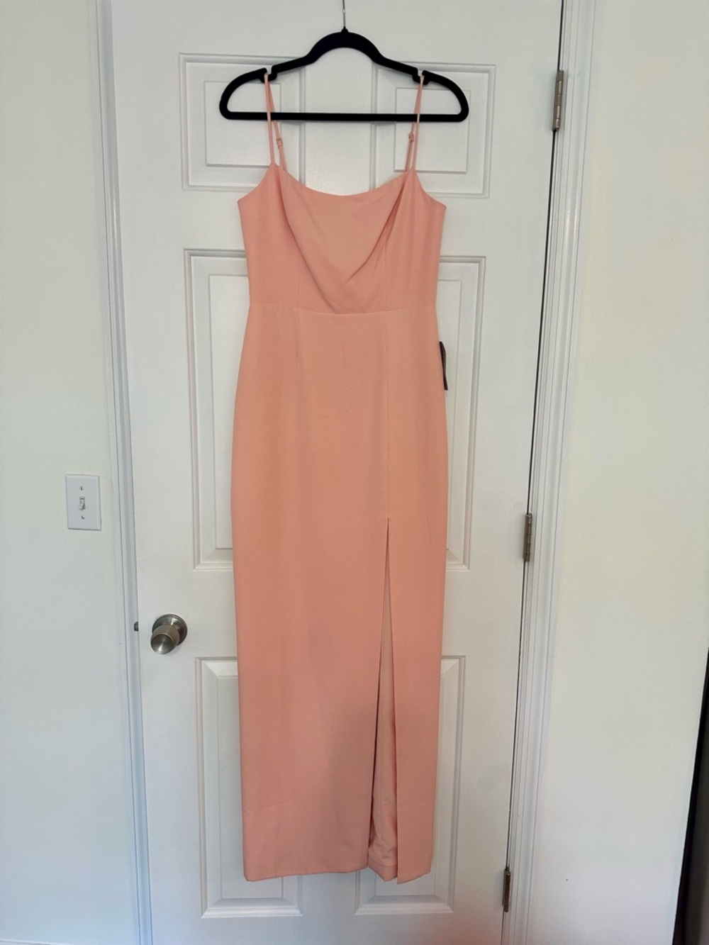 WAYF The Lettie Column Gown in Peach